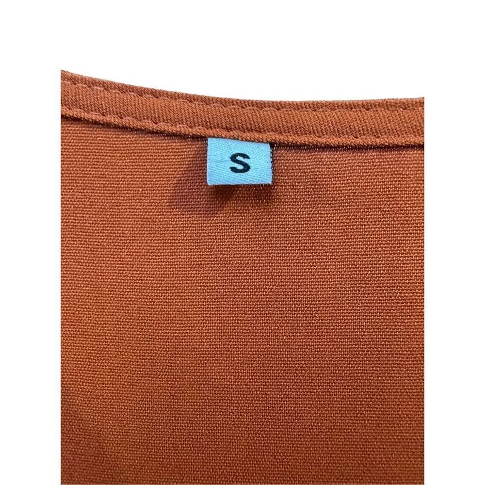 Burnt orange women’s tunic dress lantern sleeves size Small. #39-1857